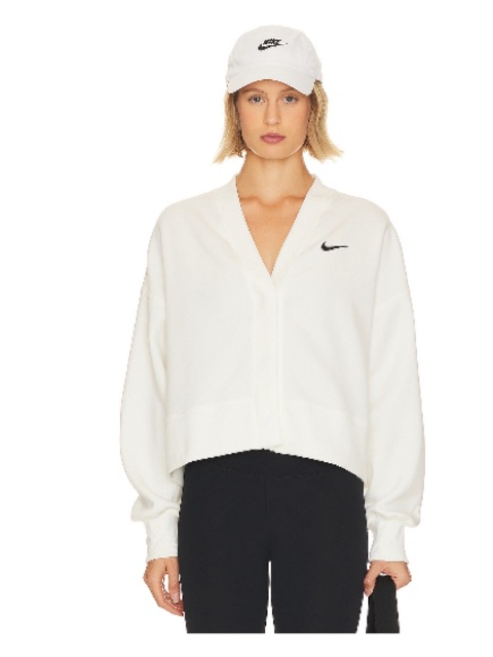 Nike Sportswear Phoenix Oversized White Fleece Cardigan Sweatshirt Size Medium